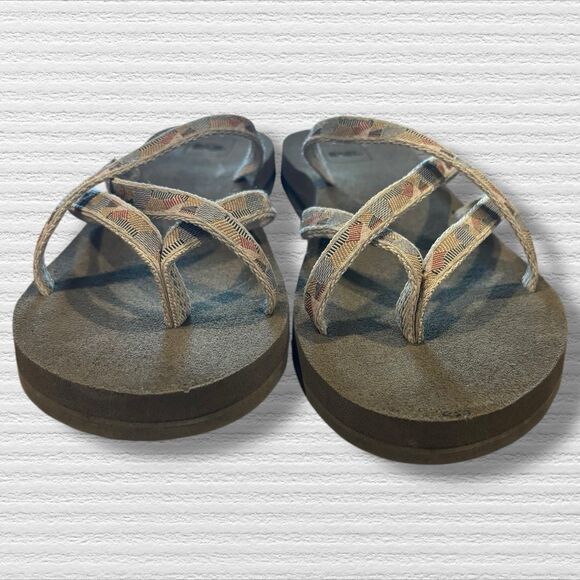 Teva Mush Mandalyn Wedge Ola Flip Flop Sandals Women’s 11 Brown Multi Strap - Picture 2 of 6